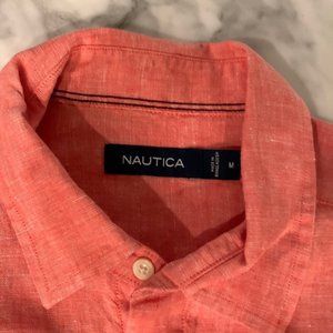 Nautica mens long sleeve linen shirt, medium
